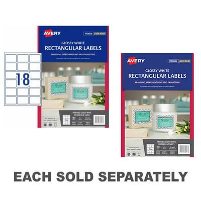 Avery Rechteckige Glanz-Etiketten 10er-Pack Weiß