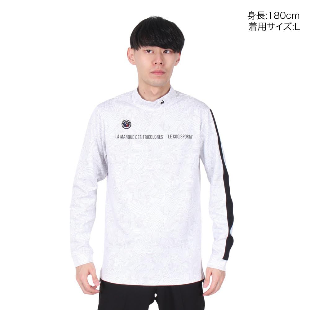 Le Coq Sportif Golf Stretch Forcer Golf High Long Warm and GY00 Shirt, Neck, Sleeve, Fleece-Lined, Comfortable, Men's (Gray)