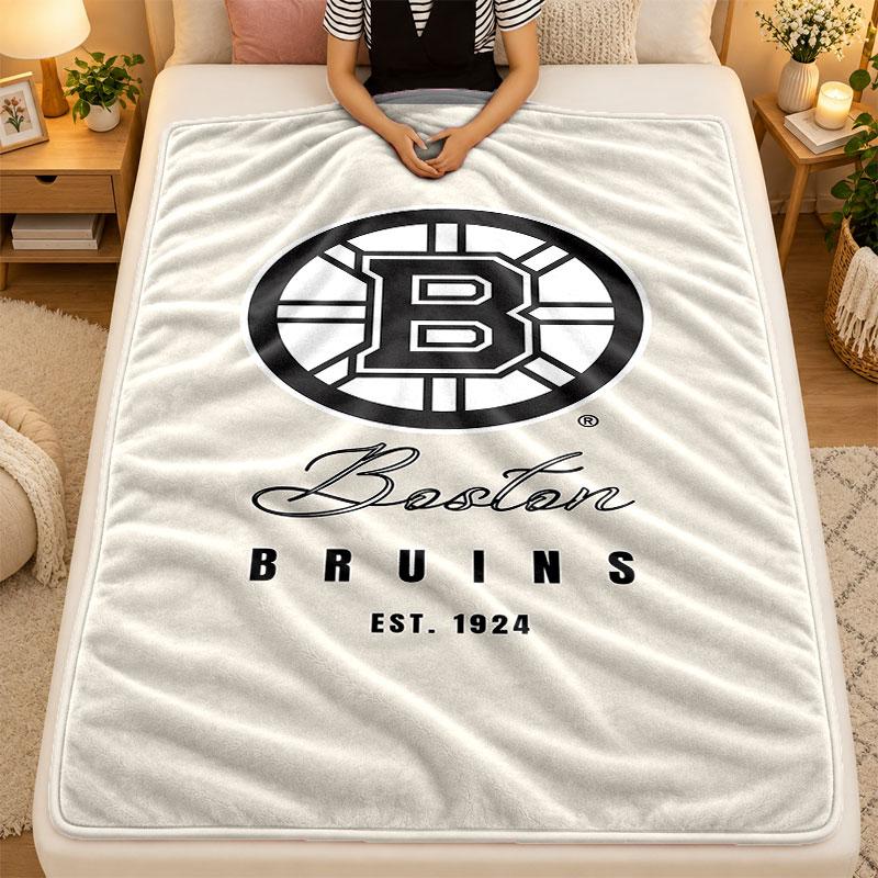 Flannel BlanketBoston Bruins Warm Soft Throw Blanket for Indoor Sofa Bed Living Room Use