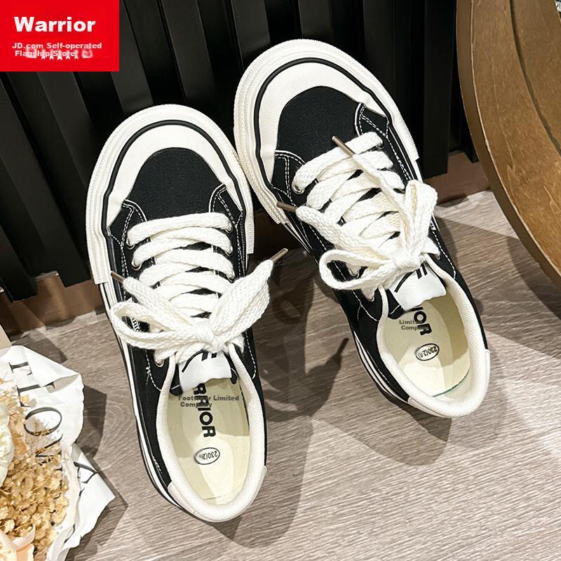 Warrior Women's 2026 New Fashion Casual Sneakers Thin Breathable Versatile Canvas Shoes Black Size 38