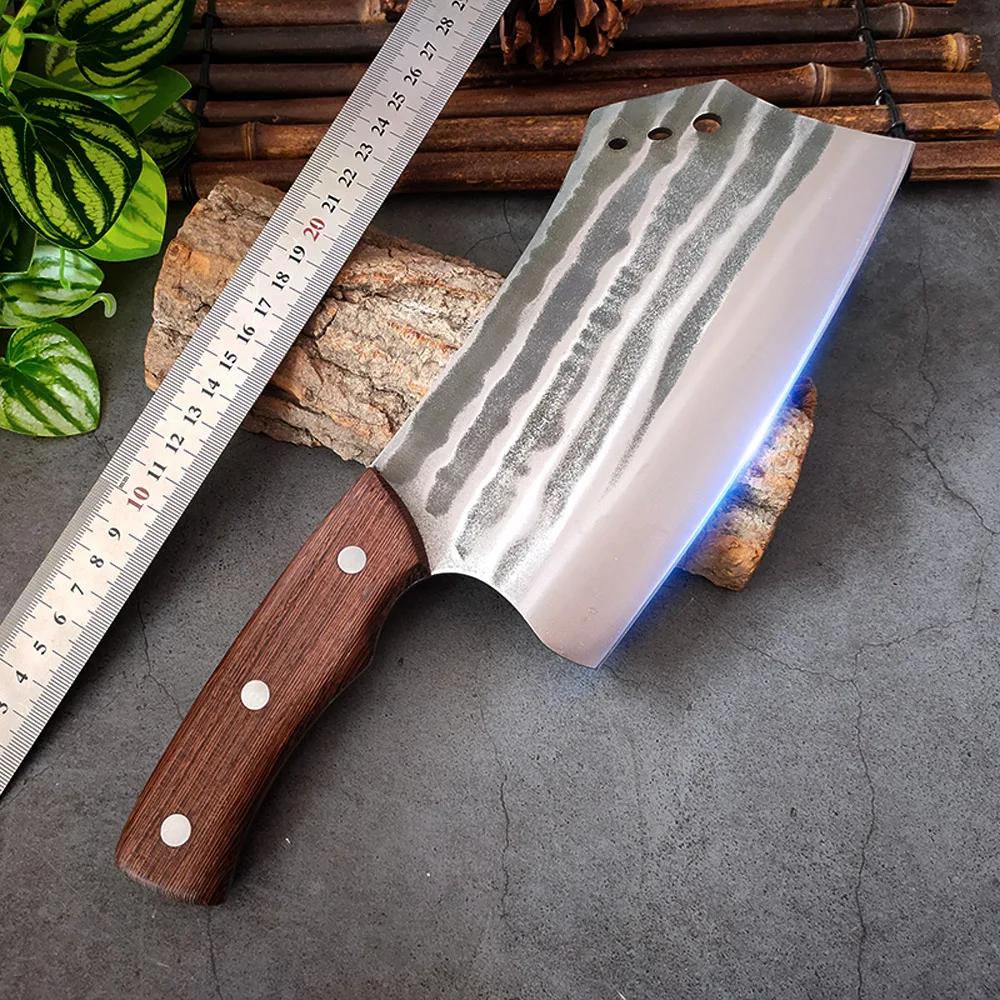 Forged Kitchen Knives Cleaver Meat Chinese Knife Stainless Steel Butcher Knife Wood Handle Chef Knives Chopping Vegetables Meat