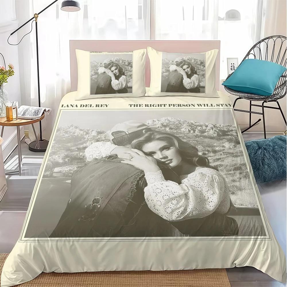 

3D Print Singer L-Lana Del-Rey Bedding Set Soft Comforter Cover With 1/2pcs Pillow Shams For Kids Adults Duvet Cover Microfiber 135x200cm