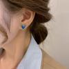 Sweet Heart Stud Fashion Earrings for Women Girl Cute Blue Pink Love Bling Glaze Earrings Aesthetic Designer Jewelry Party Gifts
