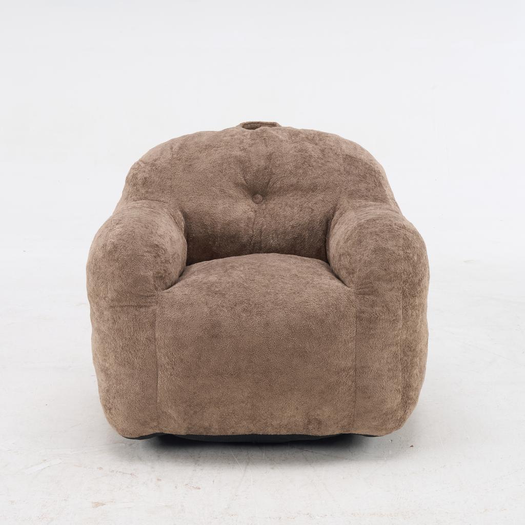 Bean Bag Chair with Shredded Sponge Filler ,Faux Fur Beanbag Sofa with Armrests , for Living Room, Bedroom & Reading,No Assembly Required ,Khaki