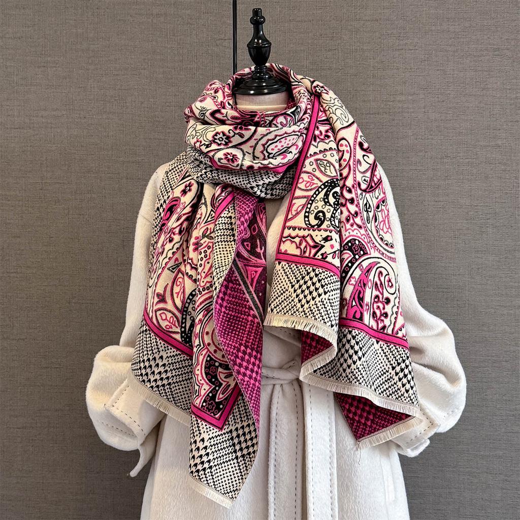 New Versatile Cashew Nut Flower Jacquard Scarf Women's Fashion Temperament Neck Protection and Warm Scarf Multifunctional Shawl