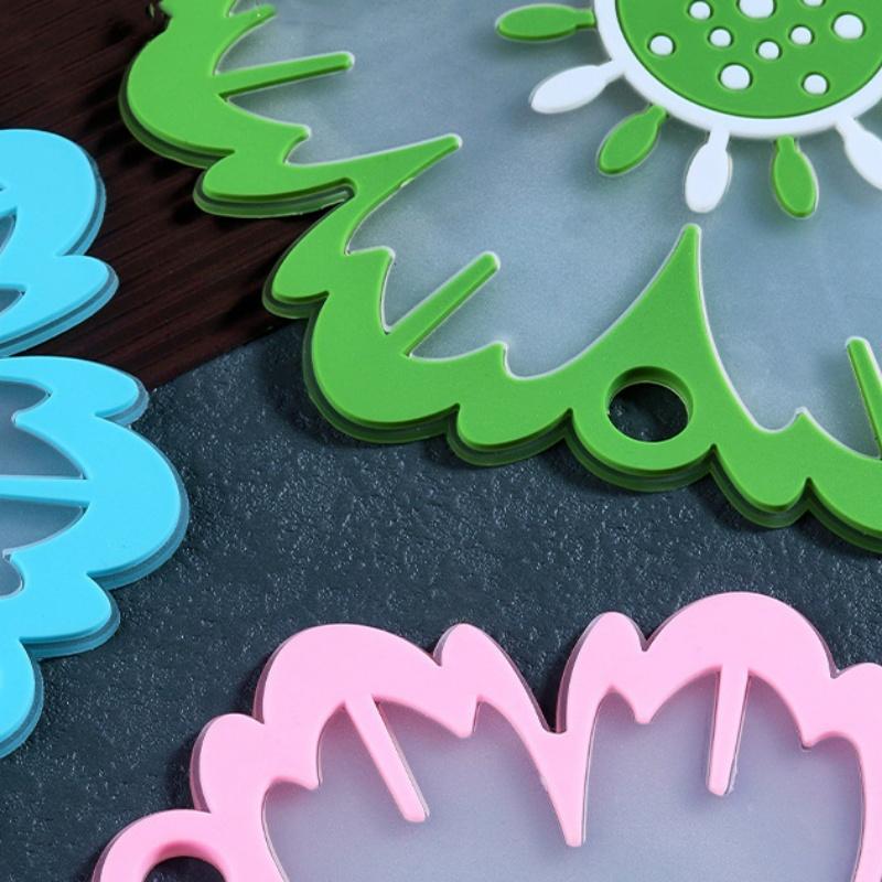Soft Rubber Coasters Creative Pvc Flower Table Cups Heat Insulation High Temperature Anti-slip Pot Mats  Jewelry Photography