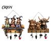 Scary Door Ornament Halloween Entryway Key Holder with 4 Hooks, Wooden Hanging Sign, Wall Mount Sign Rack for Keys Bags And Leashes, Home Organizer