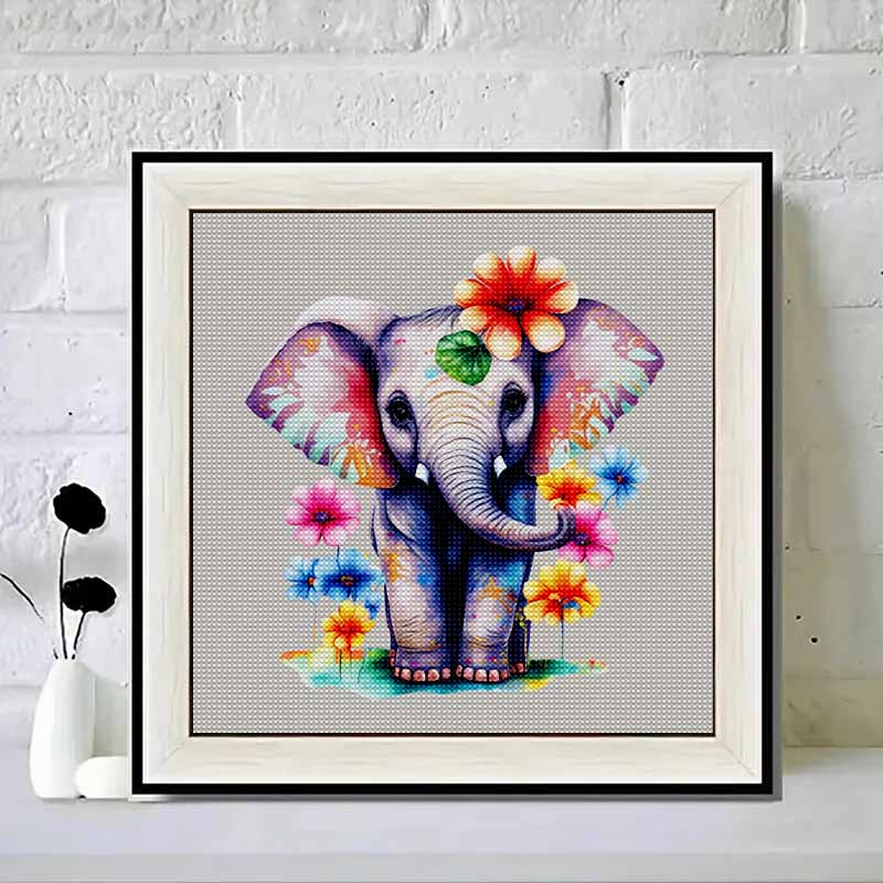 New Arrival 5D DIY Full Circle Diamond Painting "Colorful Flower Elephant" Embroidery Cross Stitch Home Decor Gift