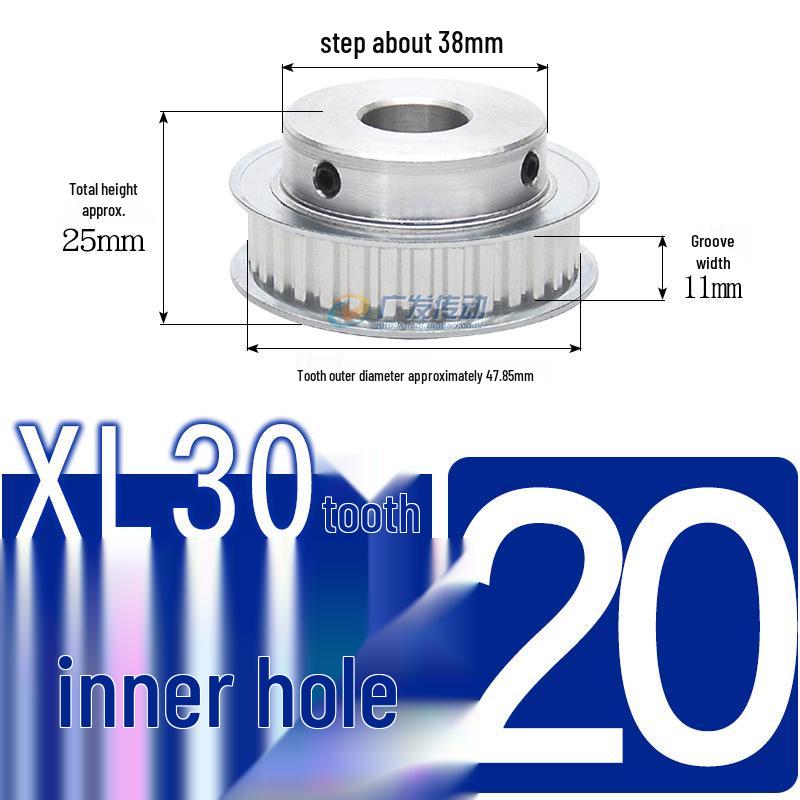 Synchronous Pulley XL, 30 Teeth, BF Type, Groove 11mm, Keyway Bore 5-25mm, Boss with Setscrew