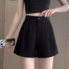 Women's 2024 French A-Line Black Summer Shorts - High Waist, Thin, Loose, Wide-Leg Design