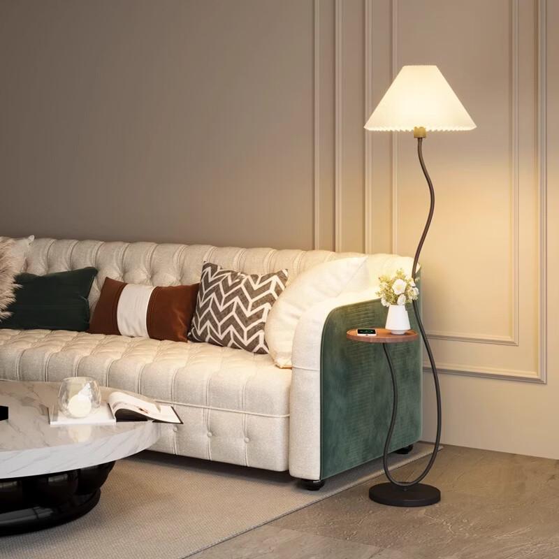 Meng Pao Nordic Pleated Floor Lamp with Storage Shelf
