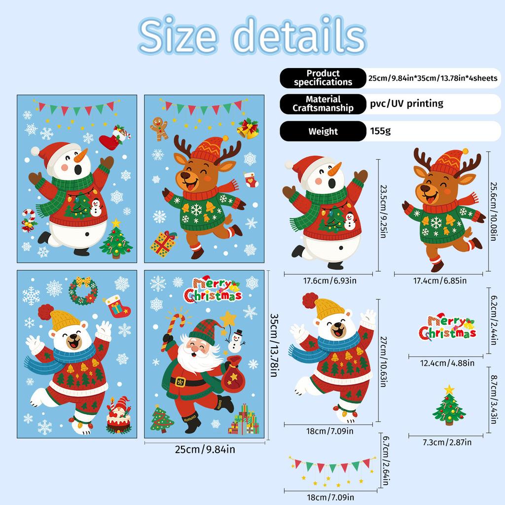 Christmas Stickers for Foreign Trade Hot Static Window Glass Stickers Door Stickers Double-sided Window Stickers