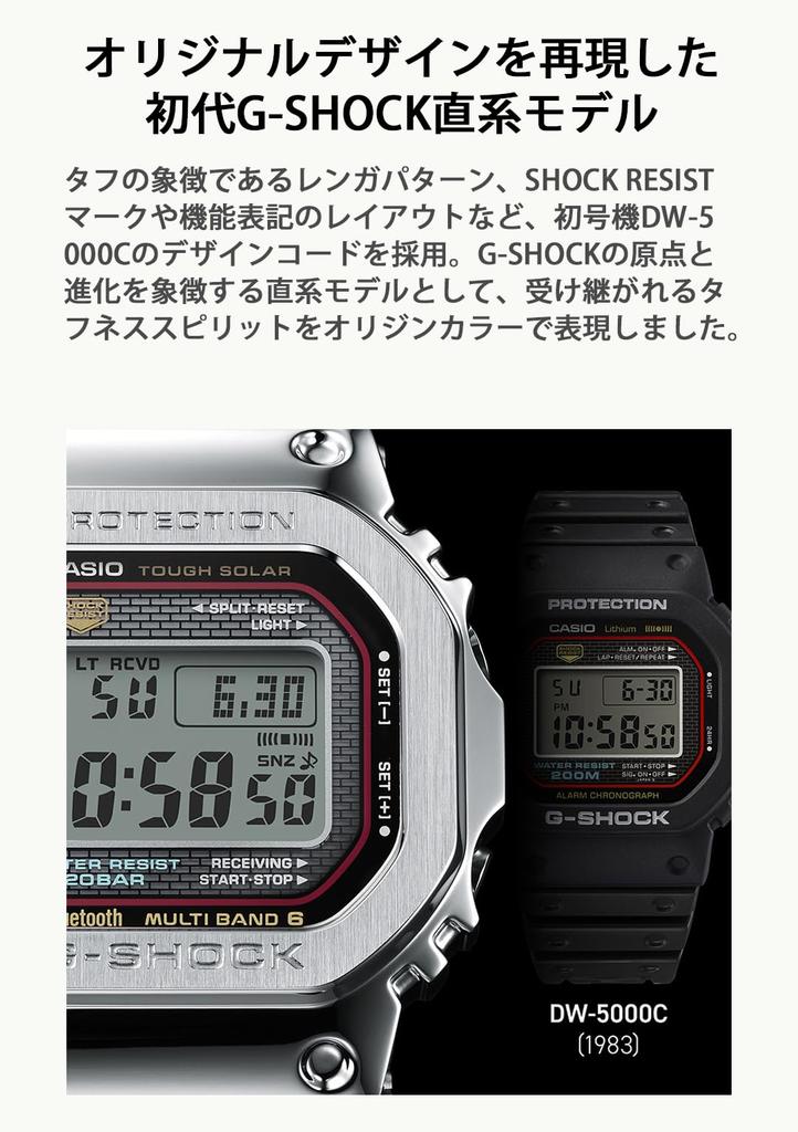 Casio G-Shock Watch GMW-B5000D-1CJF, Men's Silver, Bluetooth-Equipped, Full Metal, Solar-Powered, Radio-Controlled, Authentic Japanese Product