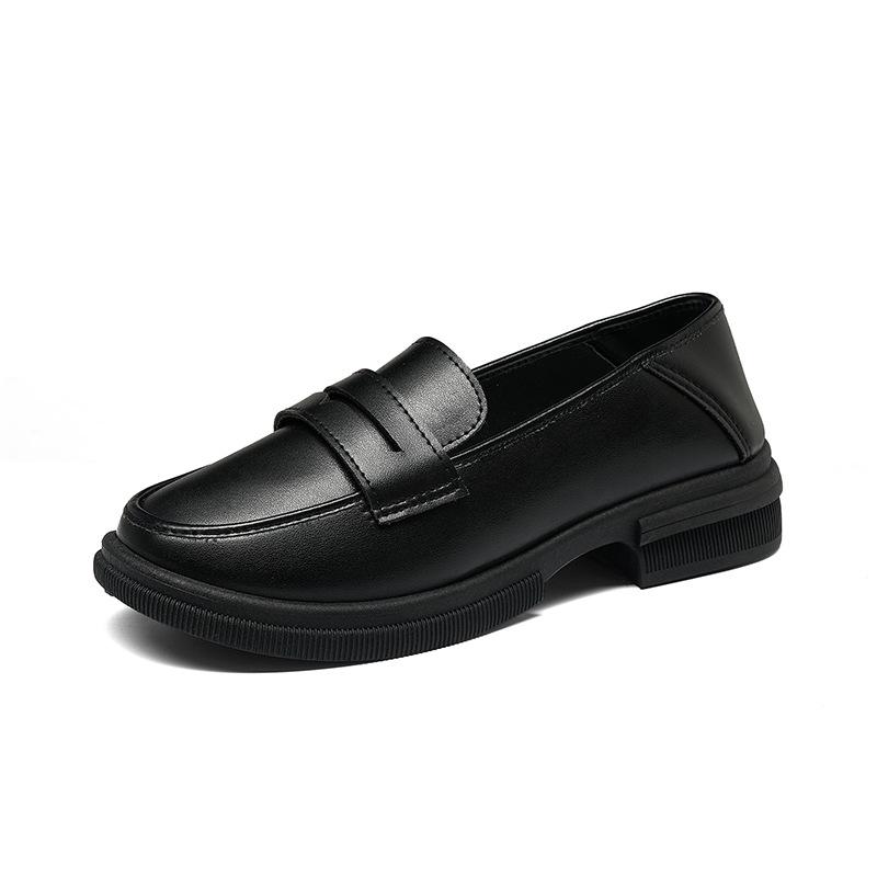 2025 Comfortable Women s Chunky Heel Loafers: Thick-Soled, Soft Leather Slip-On Work & Casual Shoes 41