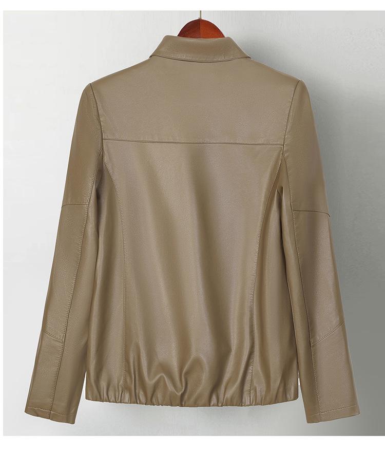 Spring 2025 Women's PU Leather Jacket - Short, Casual, Versatile Style for Middle-Aged Moms