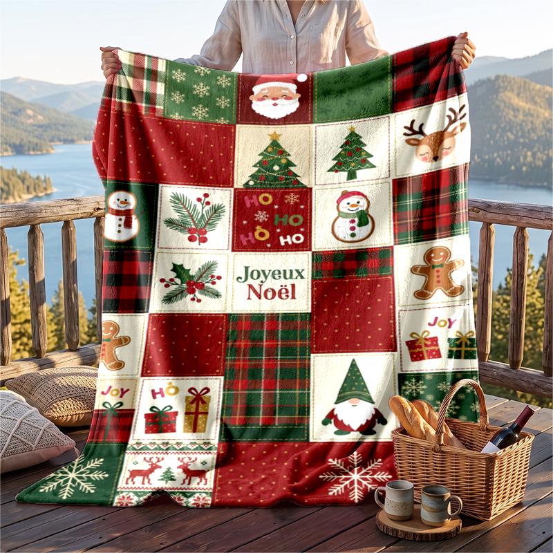 Christmas Flannel Throw Blanket Soft Warm Cozy For Sofa Bed Indoor Home Use Great Holiday Gift