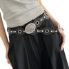 Adjustable Cowgirl Belt Retro Studded PU Leather Waist Girdle Western Charm Waist Accessory for Jeans and Dresses