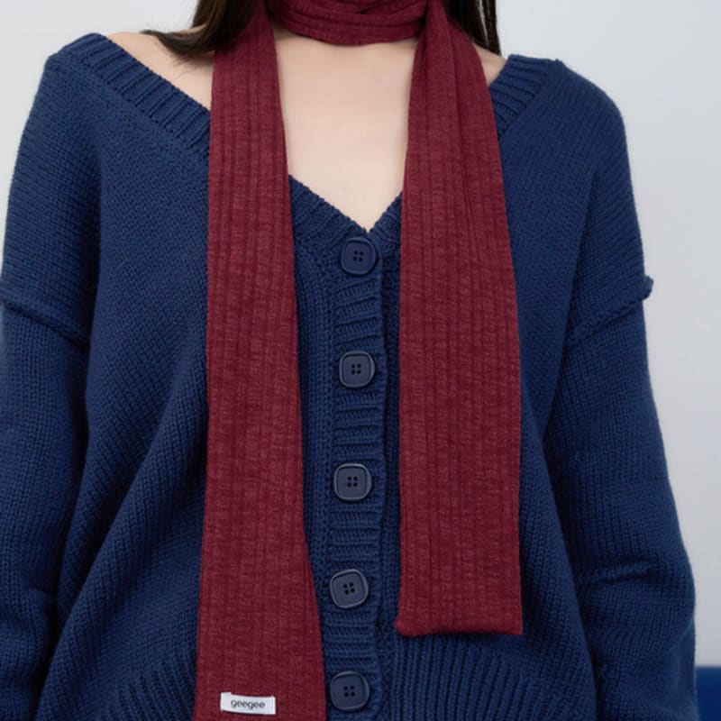 geegee ribbed knit long scarf - wine