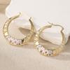 Round Golden Plated Hollow Letter Design Hoop Earrings Women's Vintage Exquiaite Jewelry Daily Festival Gifts Acessories