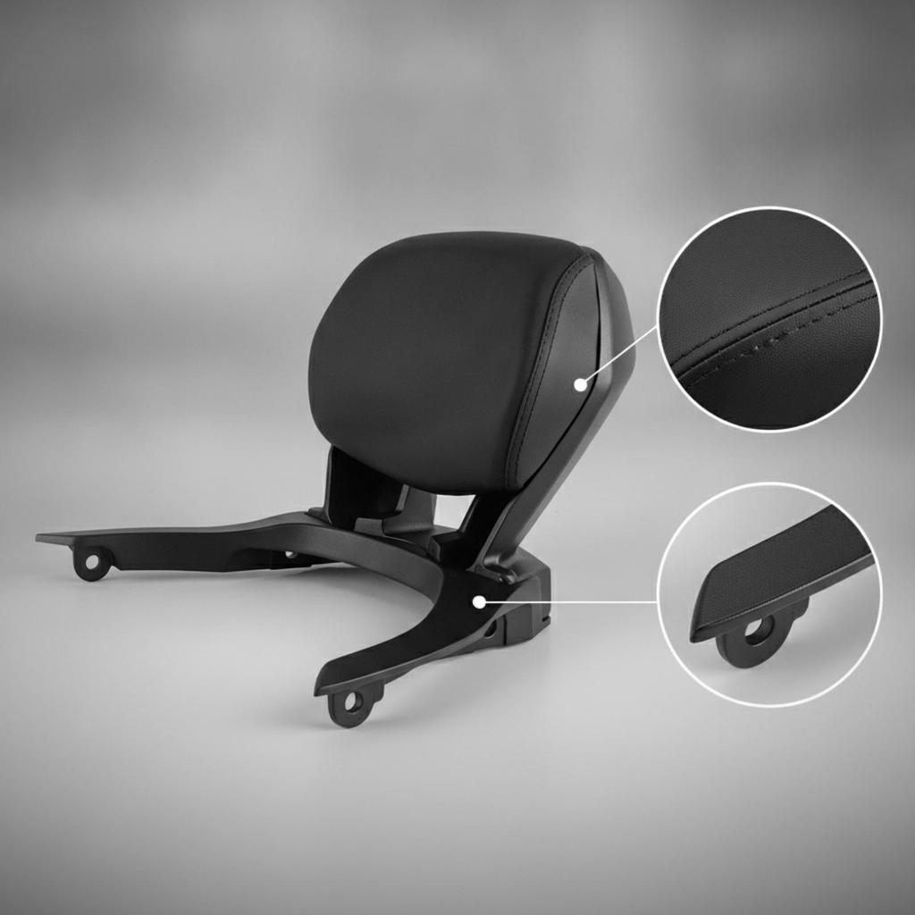Passenger Backrest Black with Mounting Brackets Padded for Passengers,
