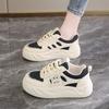 Thick-soled Foot-showing Small Bread Shoes, Lace-up Round Head Casual Board Shoes for Women's 2025 Autumn New Popular Super-hot Little White Shoes