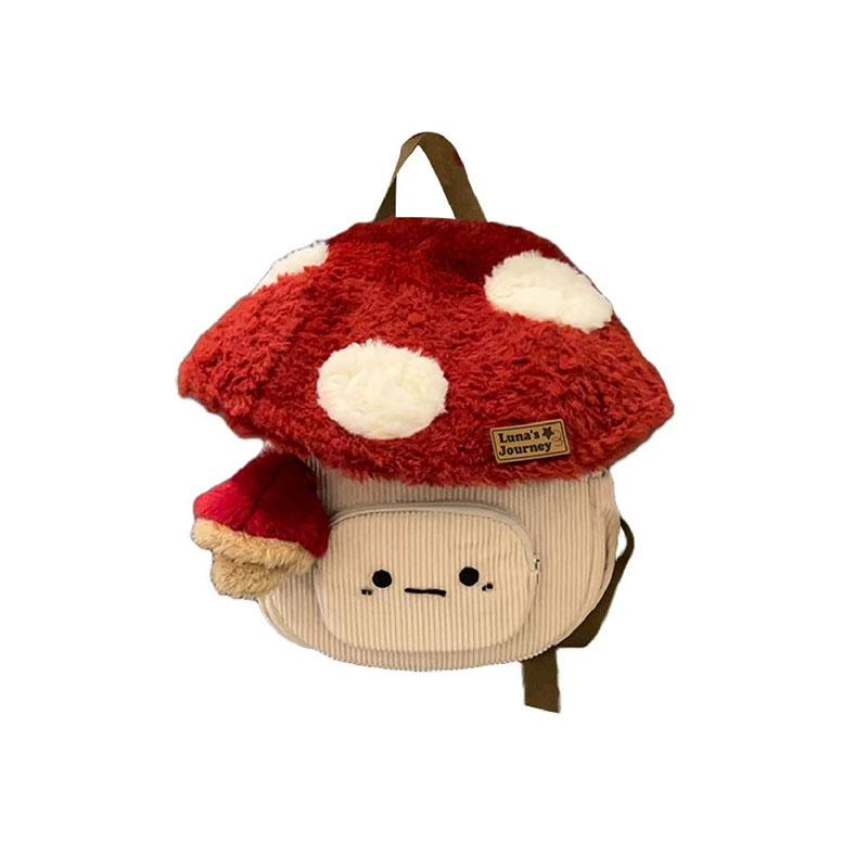 Fashion Cartoon Mushroom Backpacks for Women New Autumn Winter Anime Plush Cute Doll Bag Christmas Gift Cute Anime Backpack