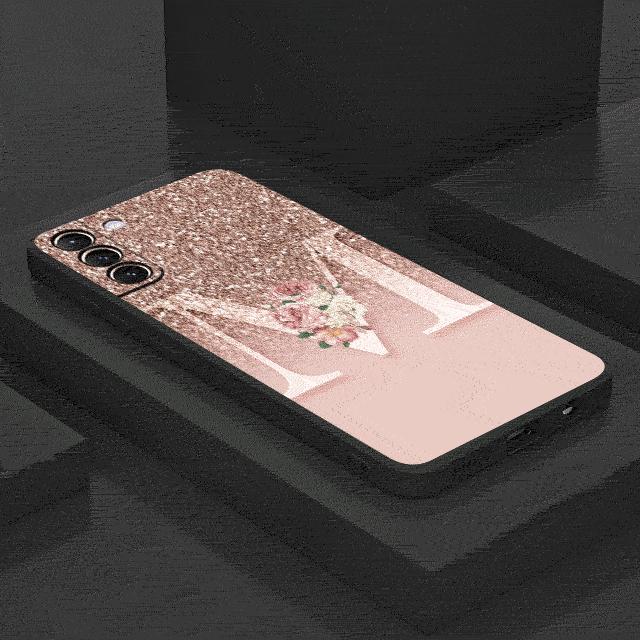 Letter Pink Shiny M R Case For Samsung Galaxy S24 S23 S22 Ultra S20 FE S21 S10 Note 20 10 Plus Phone Cover