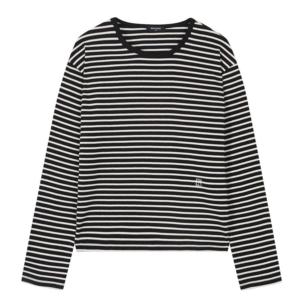 Burkeru Women S Striped Long Sleeve T-Shirt Black Black_Xs
