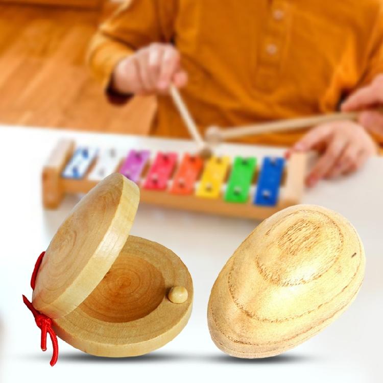 Wood Eggs Shakers Orff Percussion Instruments Finger Castanets Children Entertainment Toy Classroom Music Accessories