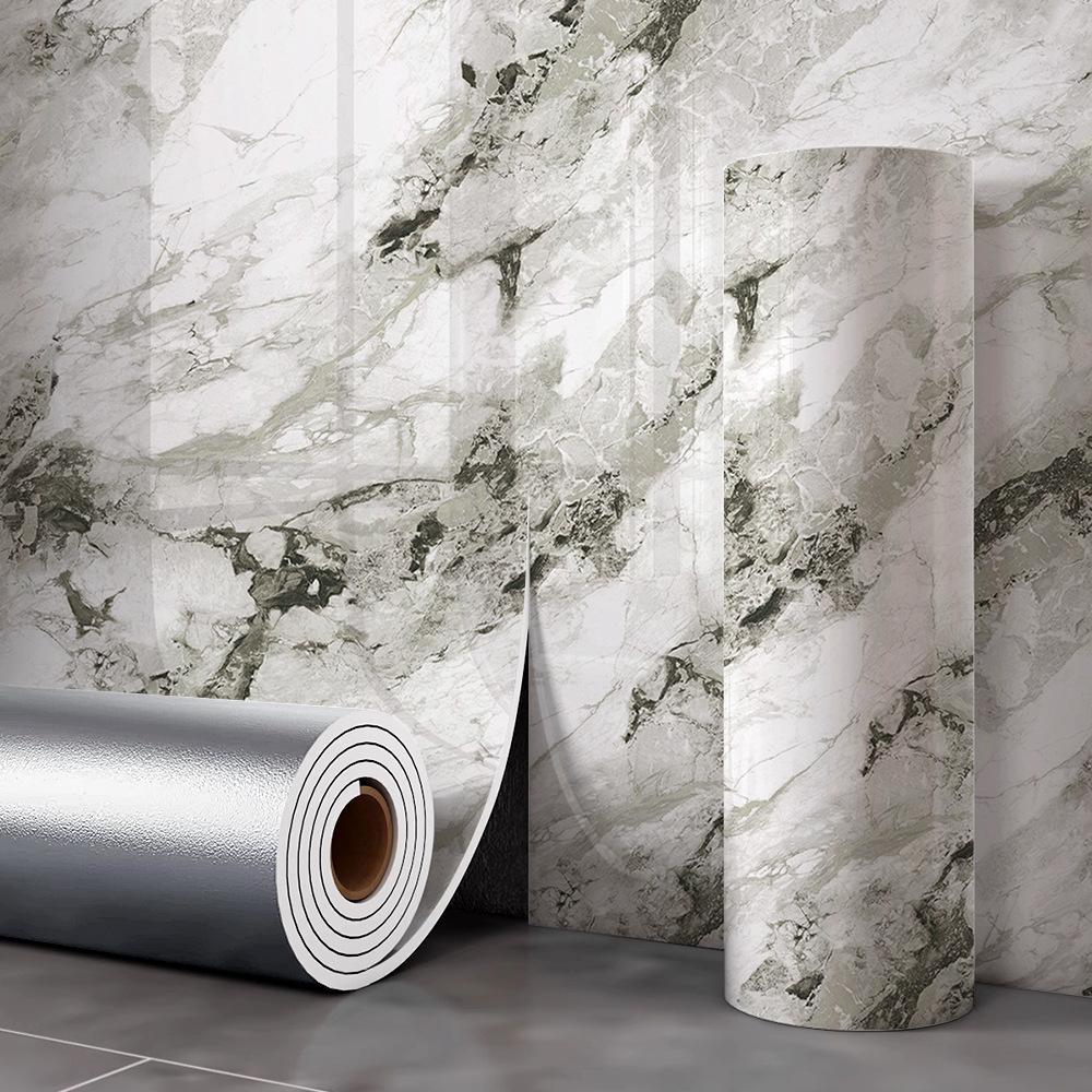 

Self-Adhesive Marble Wallpapers Faux Tile Wall Sticker Aluminum Plastic Panel TV Background Wallpaper Wall Protector Hide Flaws 40x300CM