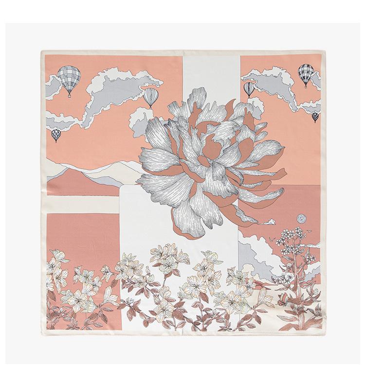 100% Mulberry Silk Printed Square Towel Scarf for Women