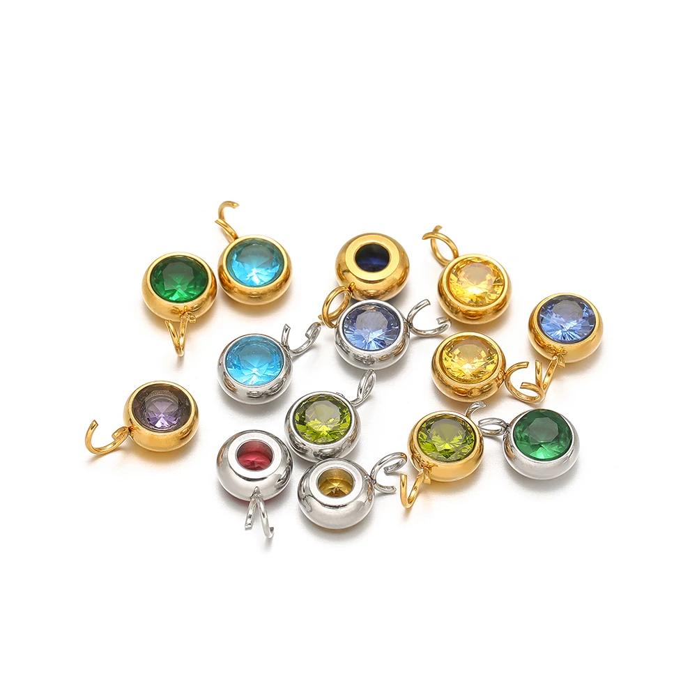 20 Stück Edelstahl 12 Monate Geburtsstein Zirkonia Anhänger für DIY Schmuck Halsketten Anhänger Armbänder Zubehör Ohrringe Herstellung