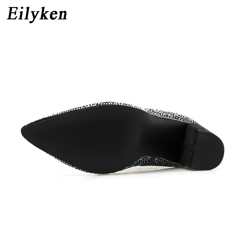 Fashion Eilyken Fashion Sexy Banquet Women's Boots Thick With Shiny Rhinestones Nightclub Square High Heel Zapatos Mujer