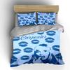 Blue Lips and Portrait Bedding Bedding Duvet Cover Set Duvet Cover Pillowcases  (1*Duvet Cover 2*Pillowcases, without duvet insert)
