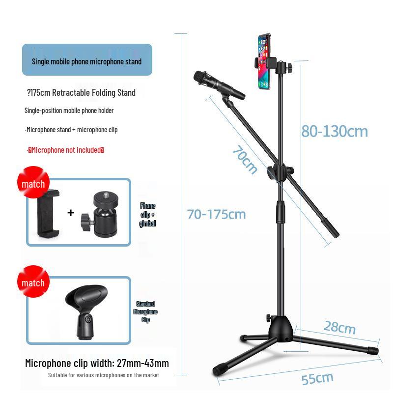 Kids' All-in-One Stage Mic with Folding Tripod for Singing & Streaming