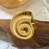 Bohemian Stainless Steel Turtle Gold Color Seashell Ring for Women Statement Ocean Animal Beach Vacation Party Jewelry Gift