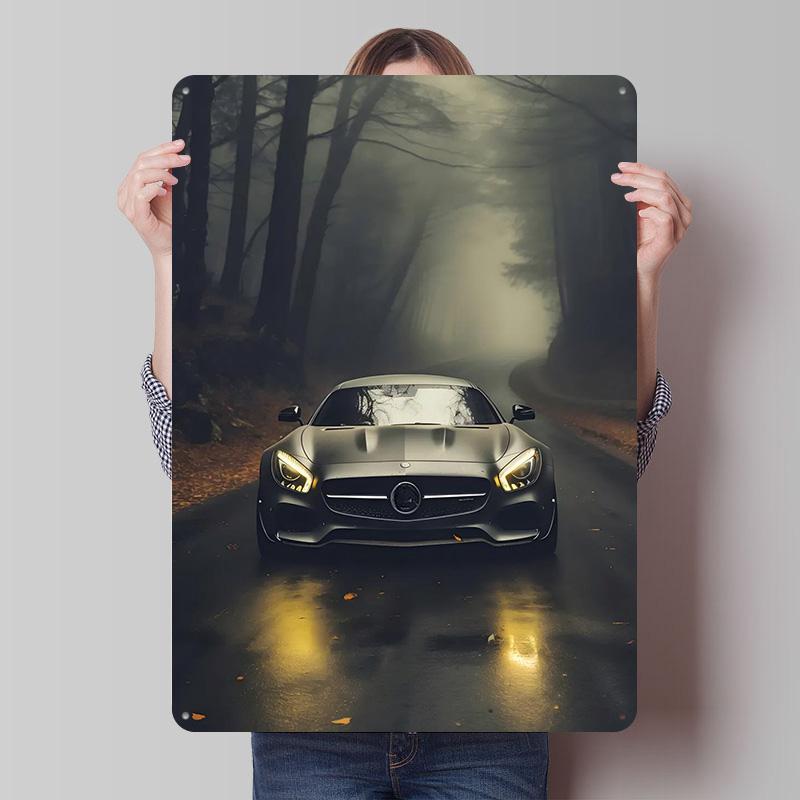 

Sports Car in Foggy Forest Tin Plaque Poster Customized Wall Art Retro Vintage Metal Signs for Room Decoration Home Desk Decor 7.9x11.8In(20x30cm)