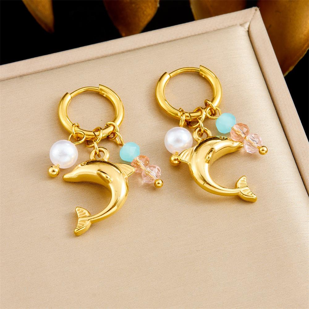 [Fashion Personality Trendy Multi Element Sea Shell Drip Oil Fruit Butterfly Pendant Earrings]