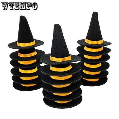 WTEMPO 10PCS Mini Felt Hats, Suitable for Halloween Creative DIY Hair Accessories Feativals Party Club Decor Solid Color Pointed Hat