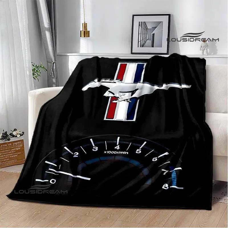 Mustang Car Logo Printed Blanket Flannel Blanket Warm Blanket Blankets for Beds Rainbow Blanket Picnic Blanket Birthday Present