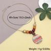 Ethnic Style Colorful Striped Necklace Round Leather Pendant Necklace Women's Fashionable Wooden Bead Necklace Bohemian Jewelry