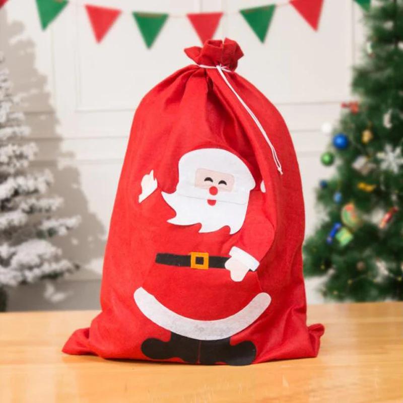 5/10pcs/lot Christmas Decorations Candy Bags Santa Claus Gift Box Drawstring Bag Non-woven Embroidery Fabric for Festival Props