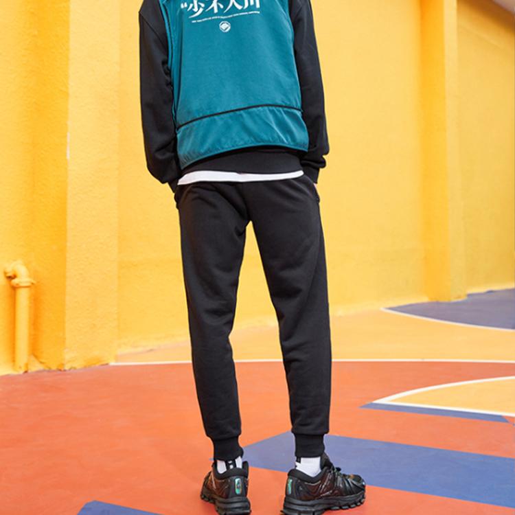 Li Ning Badfive Basketball Series Fleece Lined Warm Cuffed Casual Sports Long Pants Men bottoms New-Standard-Black AKLQA75-1