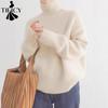 Women's Fashion Casual Fall Winter Solid Color Print Long Sleeve High Neck Sweaters