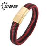Trendy Leren Touw Armband voor Koppels in Koreaanse Stijl met Zwarte Roestvrijstalen Drukknop