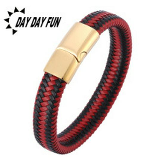 Trendy Leren Touw Armband voor Koppels in Koreaanse Stijl met Zwarte Roestvrijstalen Drukknop