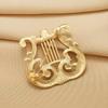 Harp Design Sense Accessory Metal Smooth Brooch for Women, High-end and Sophisticated Suit Pin, Niche Corsage