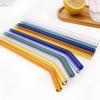 11Pcs Coloful Glass Straws - Reusable Drinking Straws with Cleaning Brush, 200x8 Mm for Beverages, Shakes, Milk Tea, Juices