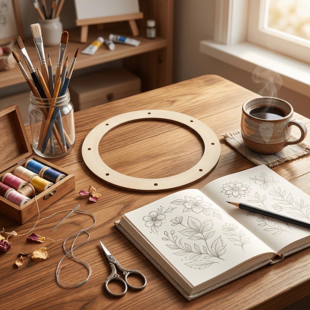 Unfinished Wooden Heart Round Wreath Base Blank Wood Wreath Frame DIY Floral Craft Supplies for Wedding Door Wall FarmhouseDecor