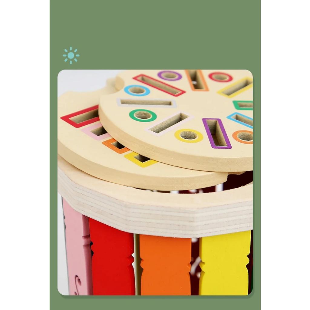 Montessori Wooden Color Sorting Toys Shape Matching Fine Motor Toys Sensory Game Early Educational Puzzle Toys for Toddlers